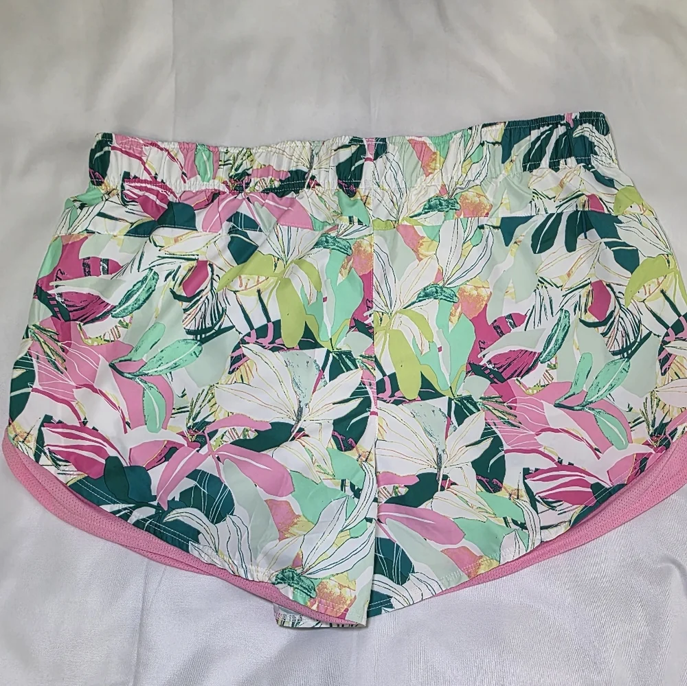 Athletic Works Floral Print Running Shorts W/Pockets- Women's Size XL